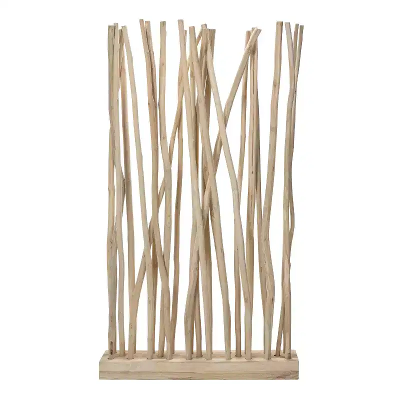 JONATHAN Y Tranquil Paravent de chambre à panneau unique en teck, style bohème côtier, fabriqué à la main, 39 cm x 68 cm