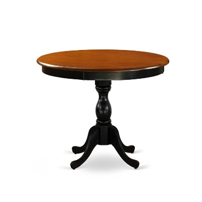 3-Piece Black and Cherry Finish Solid Wood Top - Button Tufted Dining Room Set - Seats-4