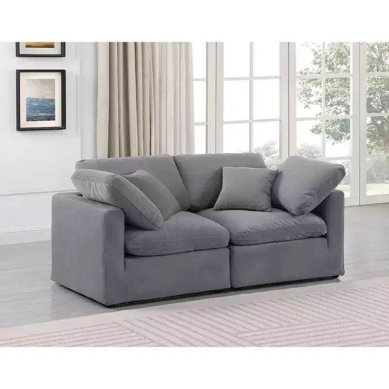 Meridian Furniture Indulge Grey Velvet Modular Sofa