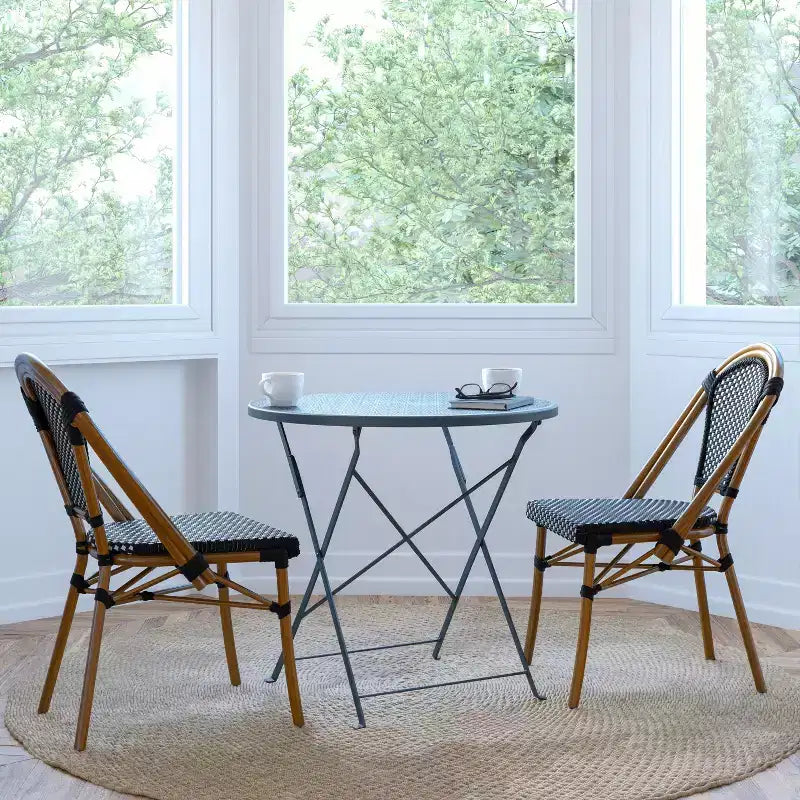 Merrick Lane Sacha Stacking Bistro Chair with PE Seat and Back and Aluminum Frame for Indoor/Outdoor Use