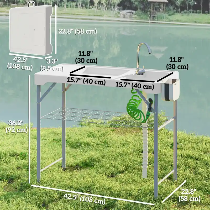 Folding Fish Cleaning Table Camping Table With Sinks Faucet