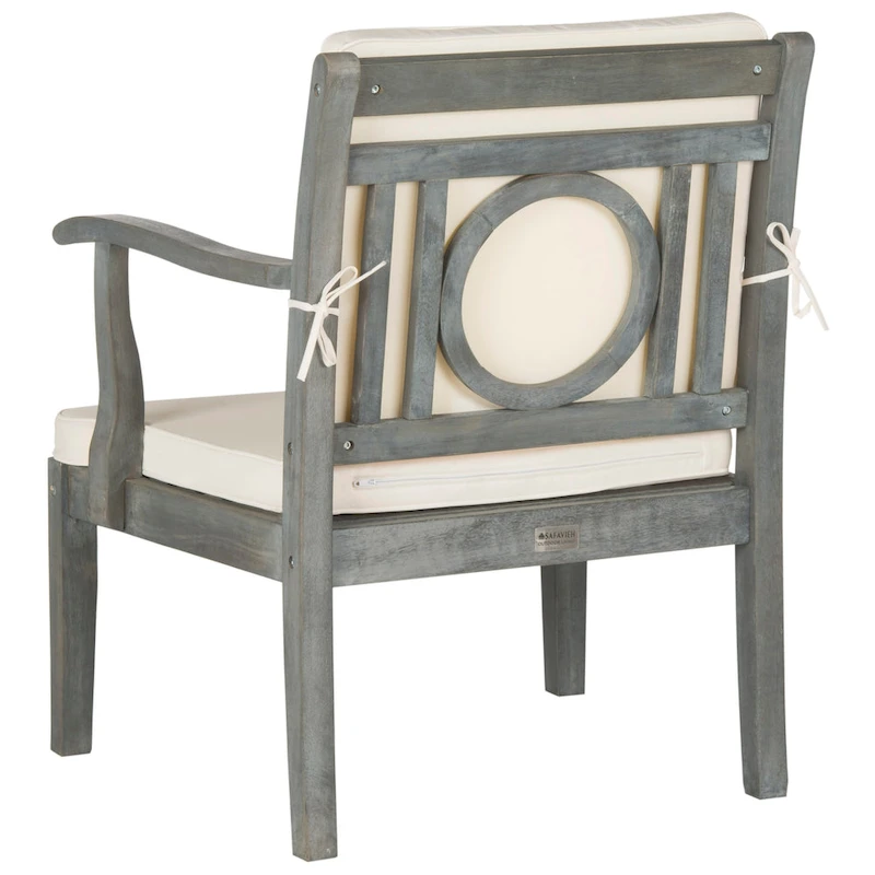 SAFAVIEH Outdoor Living Montclair Ash Grey Acacia Wood 4-piece Beige Cushion Patio Set - 48W x 25D x 32H