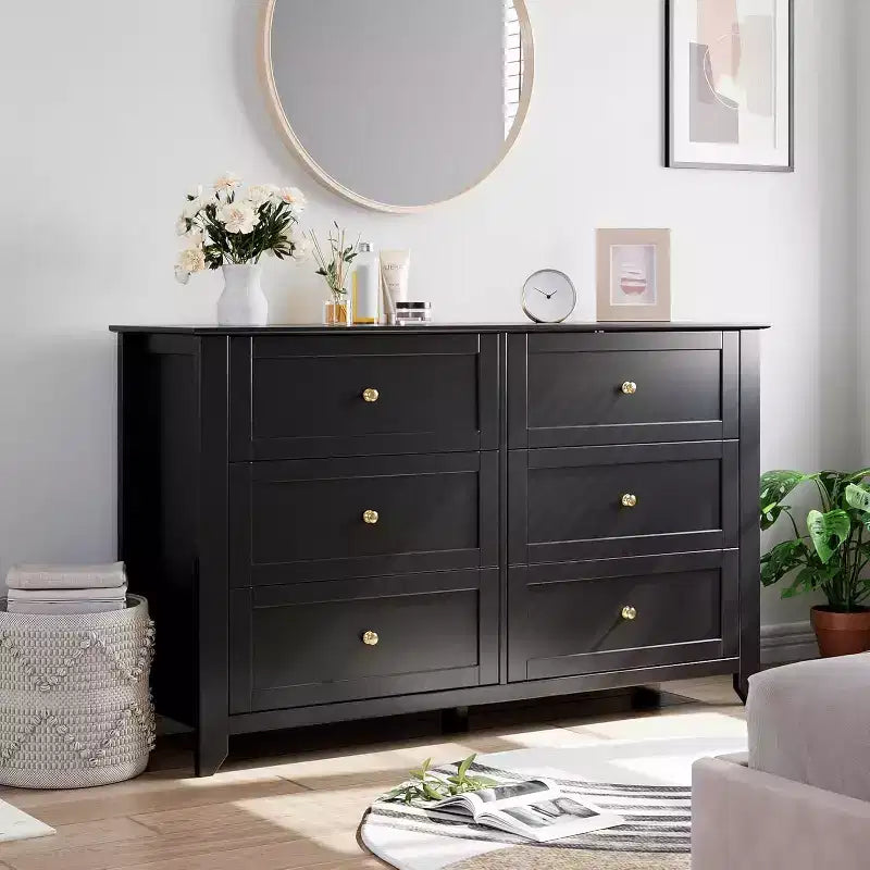 GustoWave 6 Drawer Dresser, 54 Wide Modern Storage Chest for Bedroom, Deep Drawers Organizer for Clothes, Living Room, Hallway