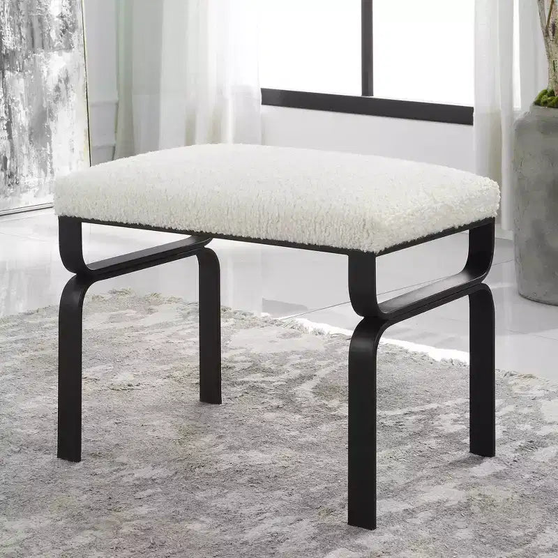 Uttermost Diverge 22 3/4 Wide White Faux Shearling Fabric Bench