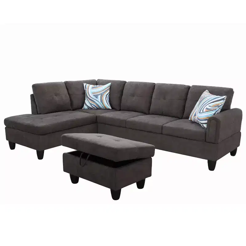 Luxurious Chenille Velvet 3-Piece Sofa Set: Dual Spring Comfort