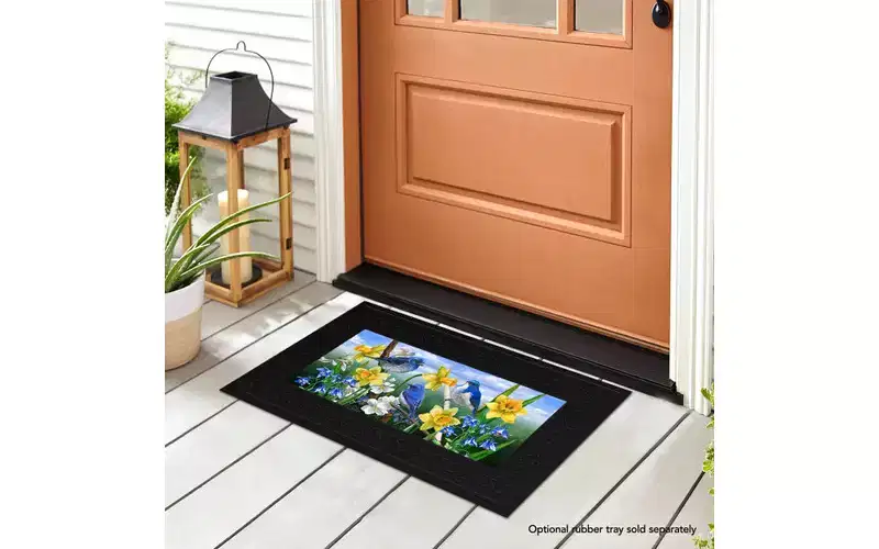 Briarwood Lane Spring Bluebirds and Daffodils Mini Mat 22x10 Indoor Outdoor For Spring Doormat