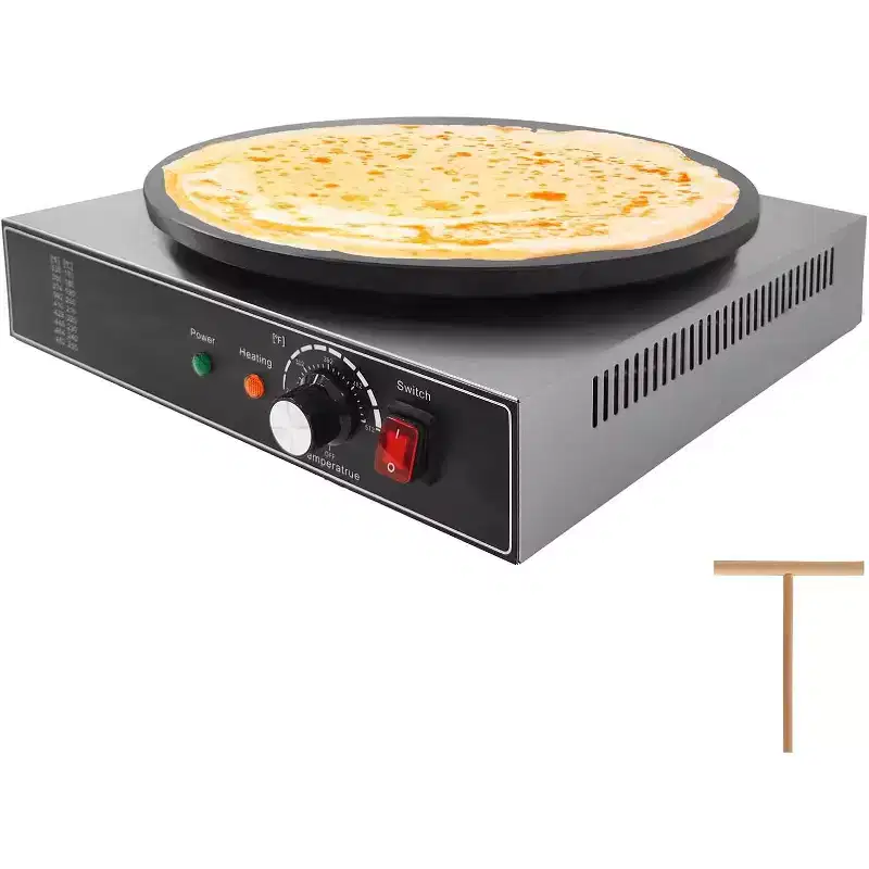 16in Electric Crepe Maker, Commercial Non-Stick Griddle with Temperature Control & Gauge Lights, 110V for Pancakes, Omelets & Home Kitchen