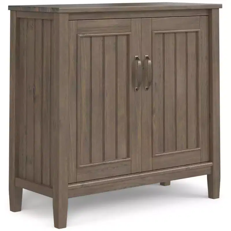 Low Storage Cabinet, Smoky Brown, Contemporary Accent, Pine & Plywood