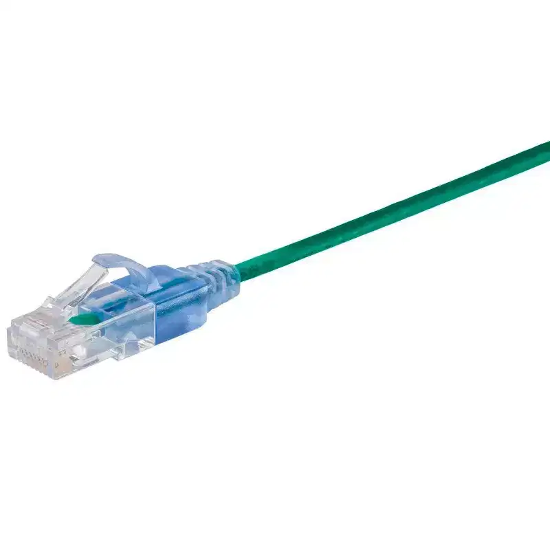 Monoprice SlimRun Cat6A Ethernet Patch Cable - Network Internet Cord - RJ45, Stranded, UTP, Pure Bare Copper Wire, 30AWG, 2ft, Green, 10-Pack