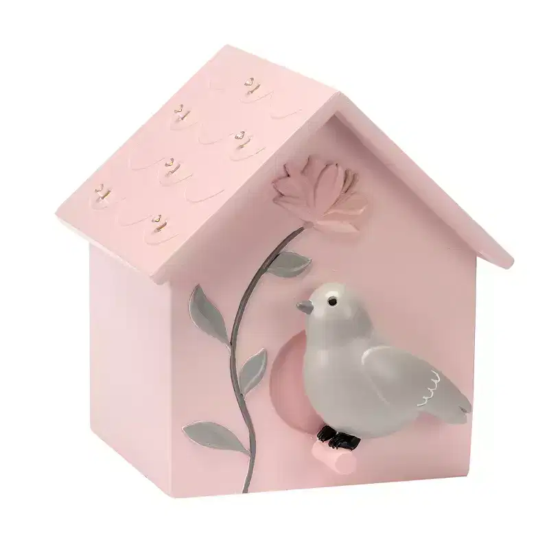 Lambs & Ivy Petals Pink/Gray Birdhouse Table Top Night Light LED Lamp
