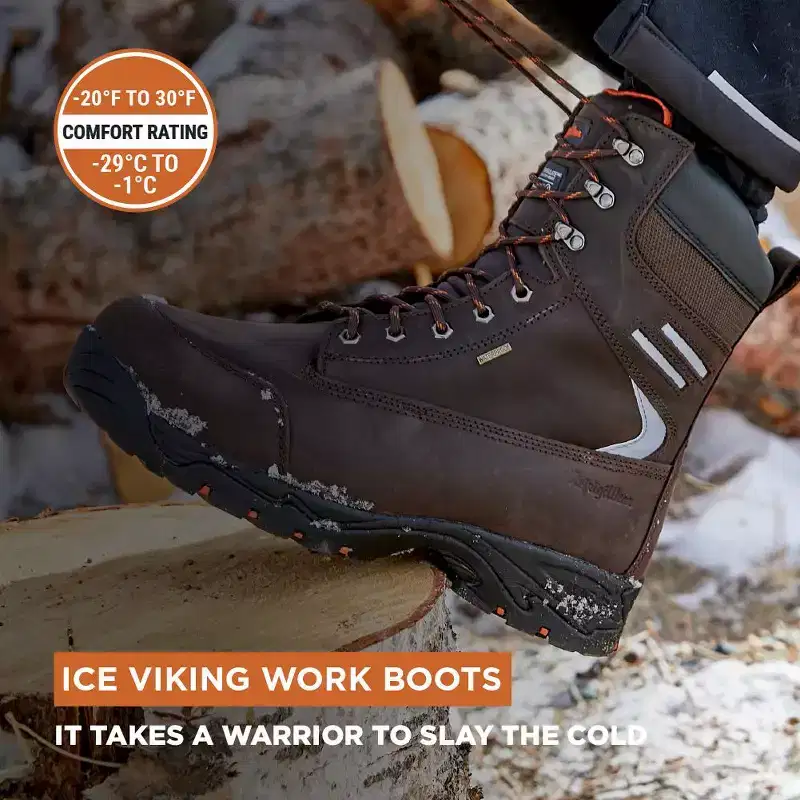 RefrigiWear Ice Viking Waterproof Insulated Work Boots - Men's Composite Toe, Anti-Slip, Cold Weather Safety Footwear