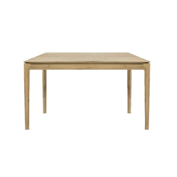 Contemporary Solid Oak Wood Extendable Dining Table with Rectangular Top & Airy Open Frame for Dining Room