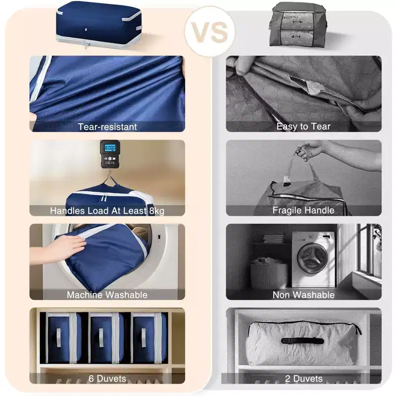 Narwey Comforter Storage Bag - Large Capacity Blanket Storage Bags 4-Layer Ultra