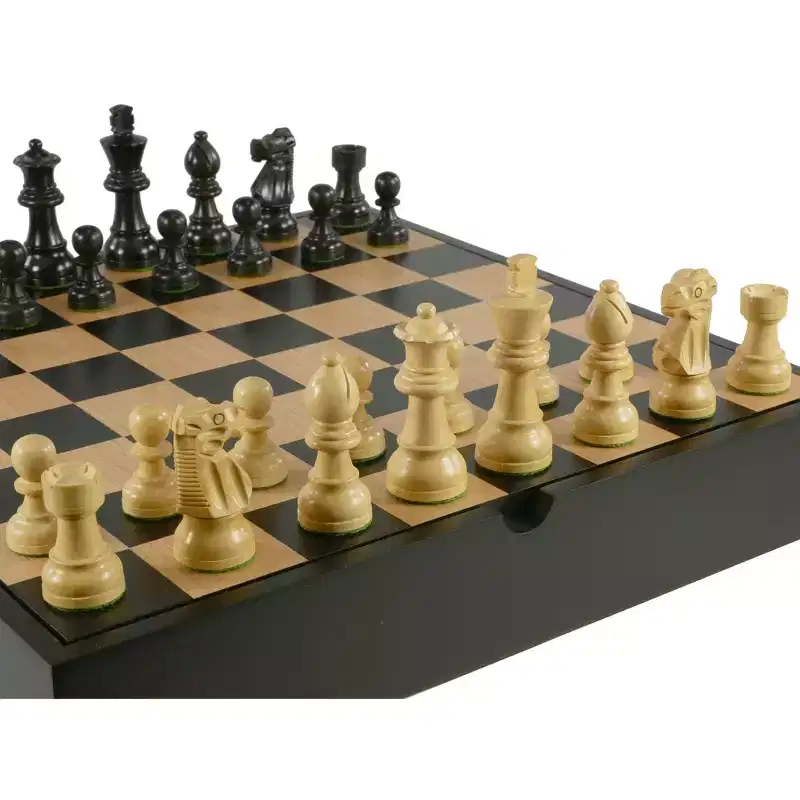 WorldWise Imports Chess Set - Black French in Chest