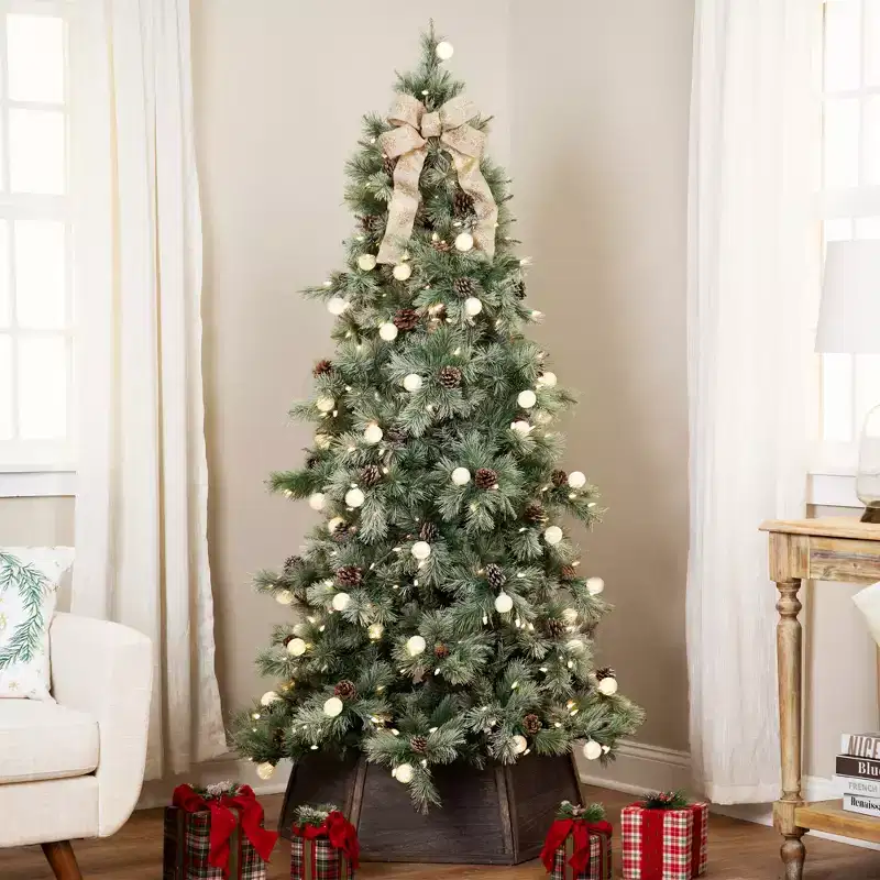 Northlight Pre-Lit Medium Artificial Bottle Brush Christmas Tree - 7.5' - Warm White LED Lights