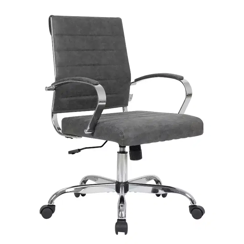 HomeStock 38.6 in.H Fixed Height Black Faux Leather Seat Material with Casters/Wheels Office Chairs