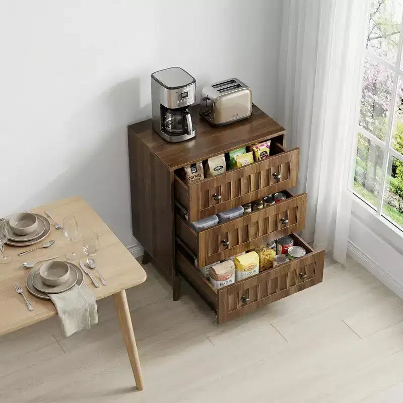 GDFStudio Vittorio Modern 24 Wooden Dresser with 3 Drawers and Metal Knobs