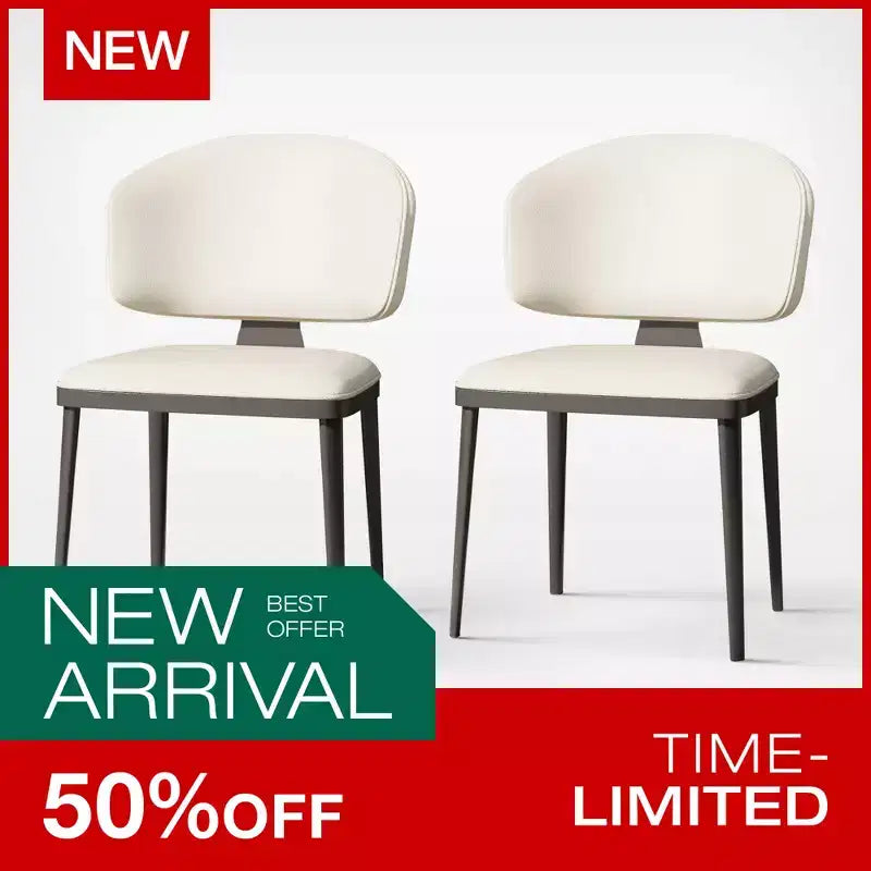 Luck Live Modern Patio Dining Chairs 2-Piece Outdoor Dining Armless Chairs Set,Off-white/Metal, which is suitable for multiple scenarios.