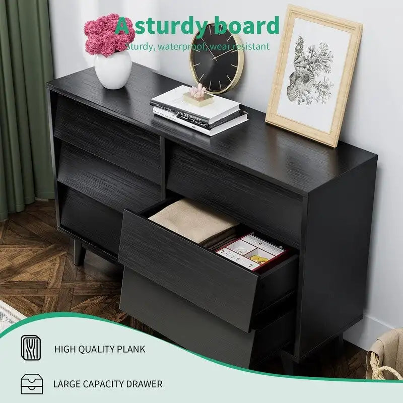 Mieres Dresser for Bedroom, 30  Tall Double Dresser Chest of Drawers, Hidden Drawer Handle, Storage Drawer Organizer