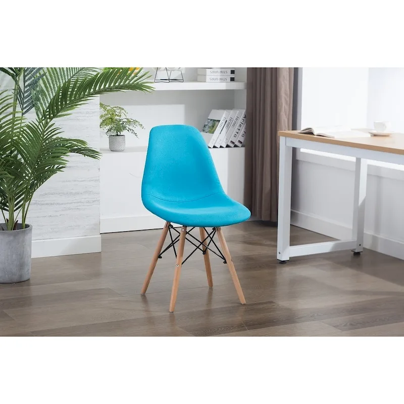 Blue / Grey Fabric Dining Chair, Armless, 1-Seat