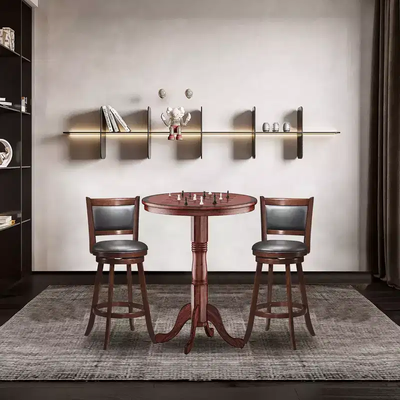 Costway 3pcs Pub Table Set 30'' Round Bar Height Table & 2pcs Swivel Bar Stools