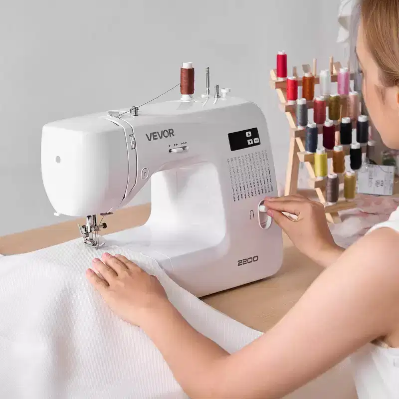VEVOR Computerized Sewing Machine, 60 Stitch Applications, with LED Screen, Foot Pedal and LED Light, Metal Frame, with Powerful Motor,White