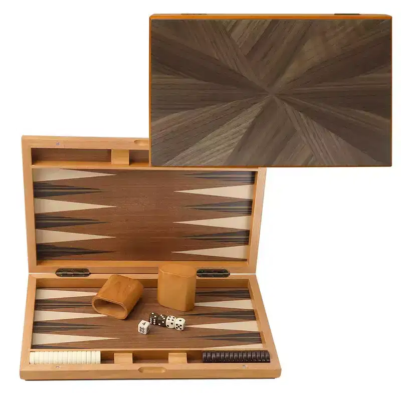 GSE Premium Wooden Inlay Backgammon Board Game Set, Classic Traditional Board Game