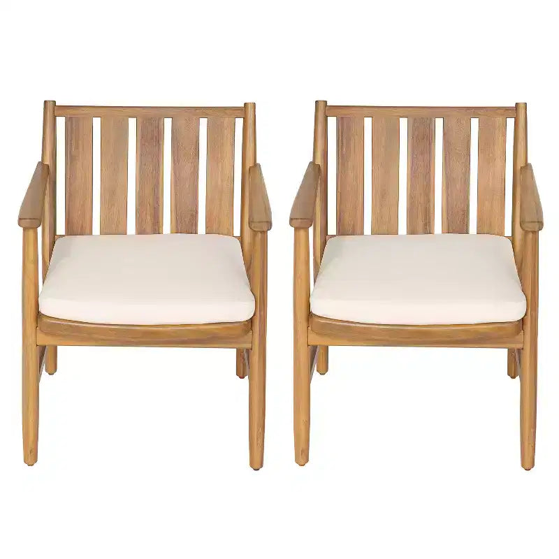Christopher Knight Home Austin Outdoor Wood Arm Dining Chairs with Removable Cushions (Set of 2)
