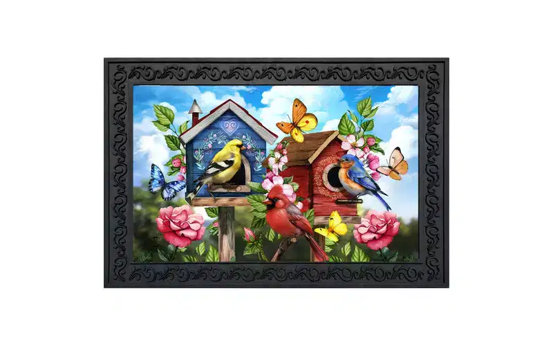 Briarwood Lane Spring Doormat 30x18 Indoor Outdoor Floral Birdhouses For Spring Doormat