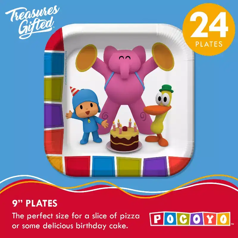 Treasures Gifted Pocoyo Birthday Party Supplies - Tableware Starter Set for 24 Guests - Plates & Napkins