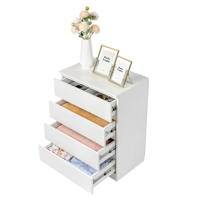 Modern 4-Drawer Dresser with Spacious Top Surface �� Bedroom Storage Organizer