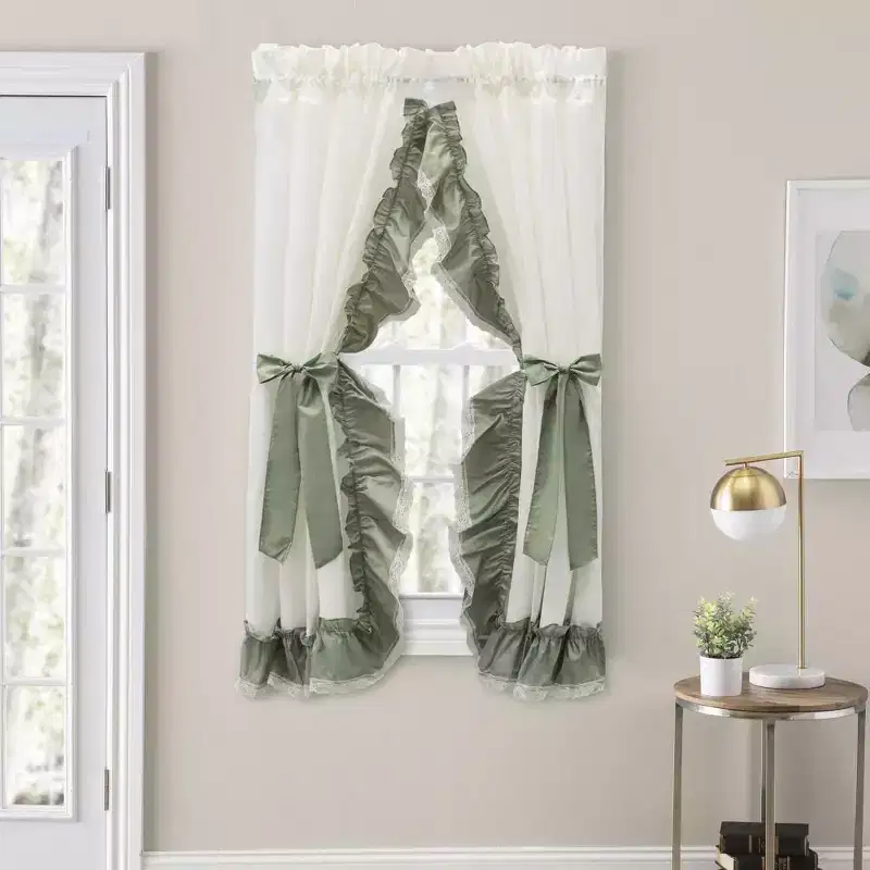 Ellis Curtain Madelyn Ruffled Victorian Priscillas 1.5 Rod Pocket Curtain Panel Sage