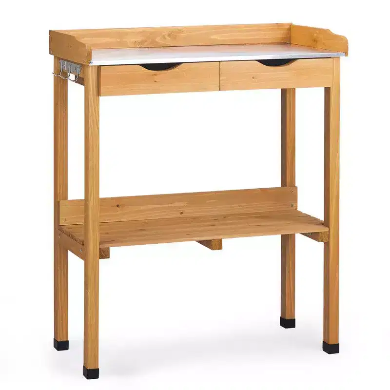 Outdoor Fir Wood Garden Potting Bench With Drawer