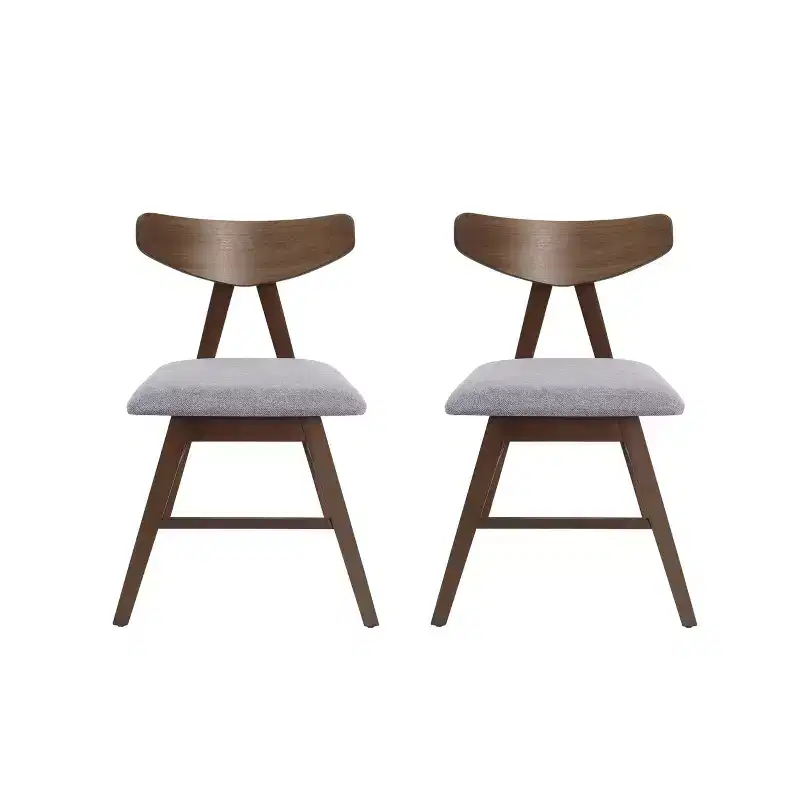 Set of 2 Stocker Upholstered Dining Chairs Dark Gray/Walnut
