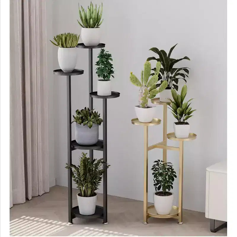 4-Tier Metal Indoor Plant Stand, White, Space-Saving Flower Shelf for Home & Office