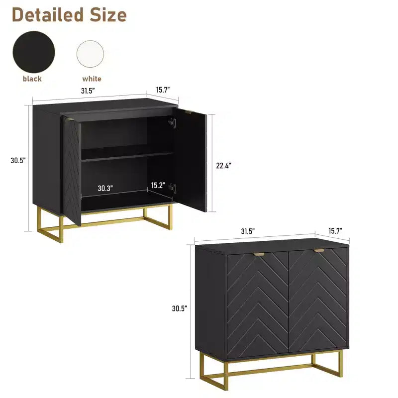 Acekool Modern Herringbone Sideboard Buffet Cabinet with Adjustable Shelf, Storage Console, for Dining Room Living Room Entryway