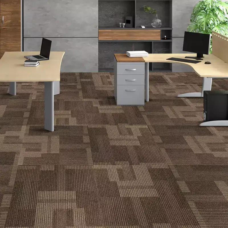 VEVOR Carpet Tiles Reusable, 24x 24Carpet Squares With Padding Attached, Soft Padded Carpet Tiles, Easy Install DIY (24Tiles, Mixed Brown)