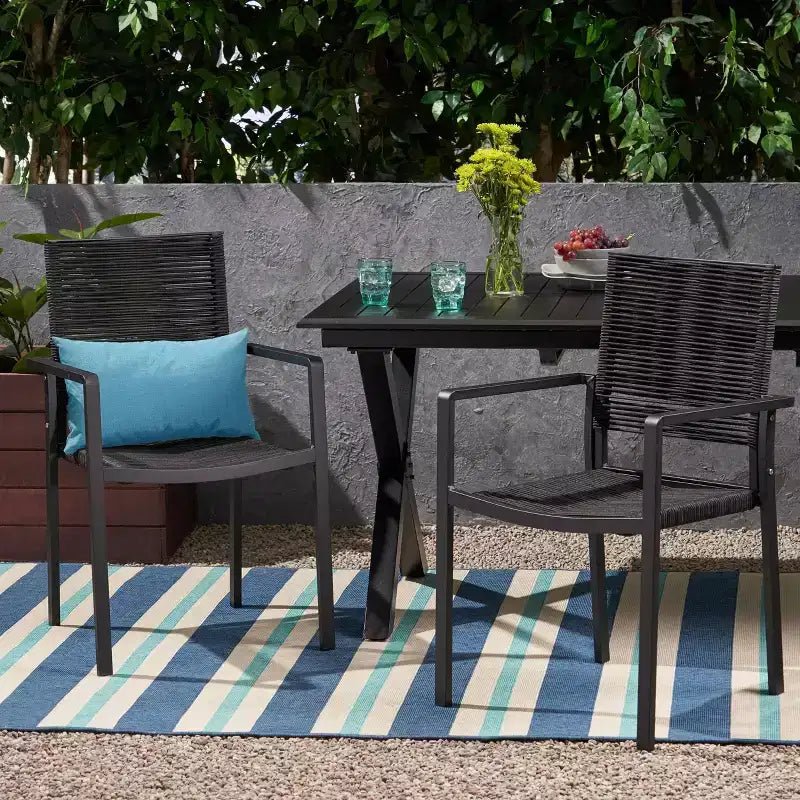 Cape Coral 2pk Aluminum Dining Chair with Rope Seat - Christopher Knight Home