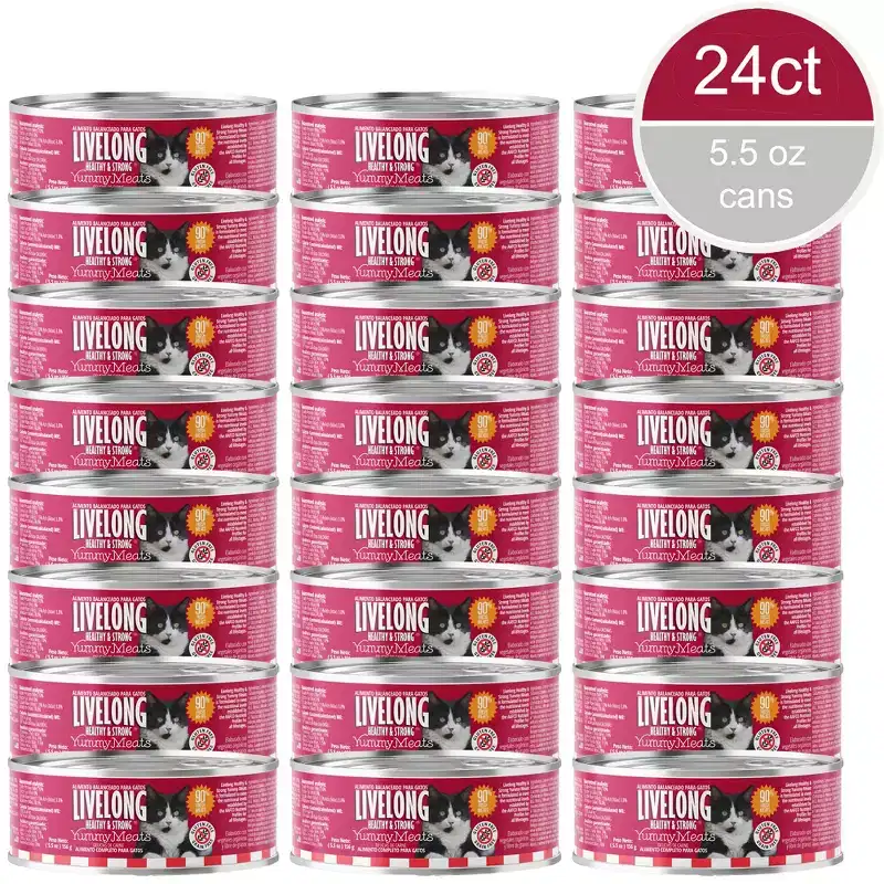 Livelong Healthy & Strong Wet Cat Food 24 Pack - 5.5oz Cans, High Protein