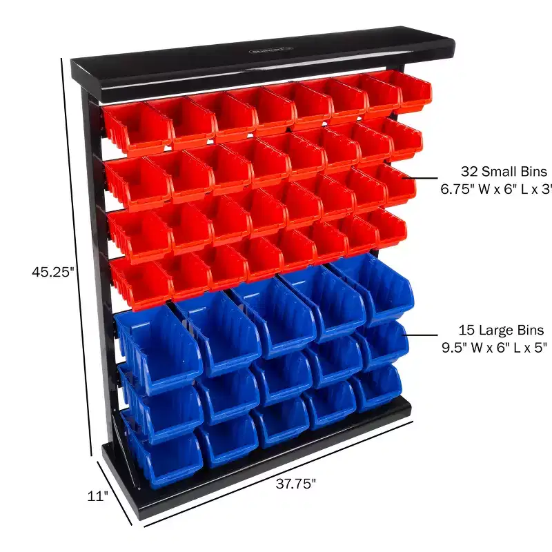 47 Bin Tool Organizer ' Wall Mountable Container with Removable Drawers for Garage Organi
