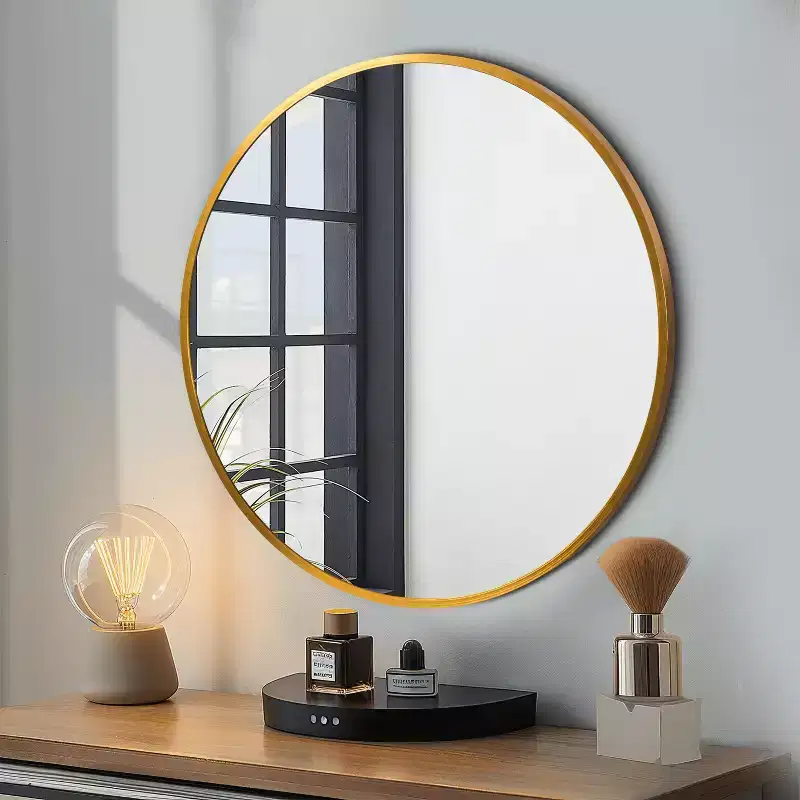 20x20x1in Hanging Mirror Aluminum Alloy Thin Edge Gold Round
