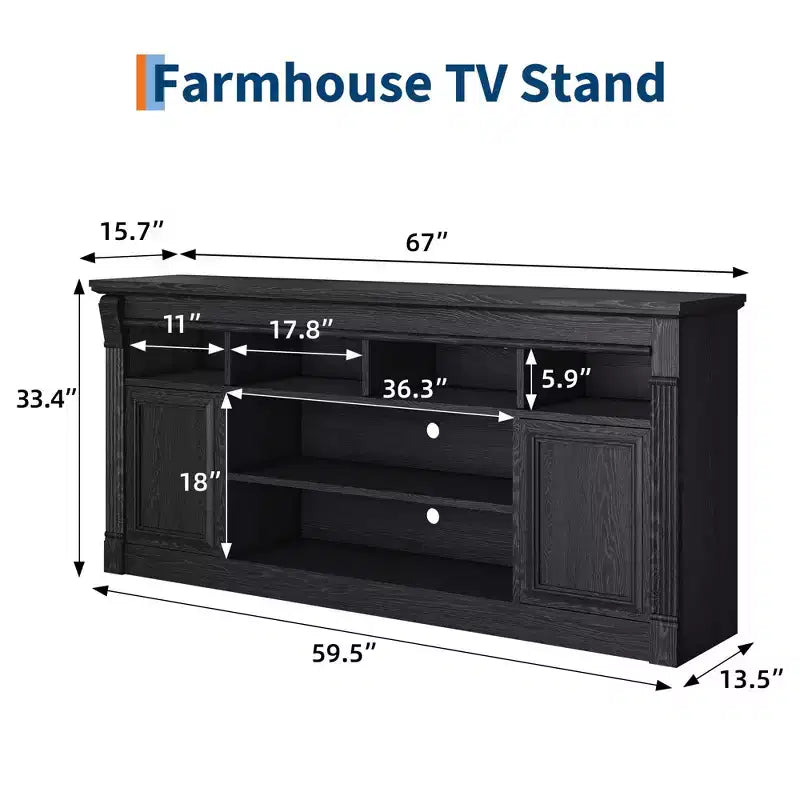 58 TV Stand for up to 75 inch TV, 33 Tall Entertainment Center, Farmhouse TV Stands Media Console for Living Room