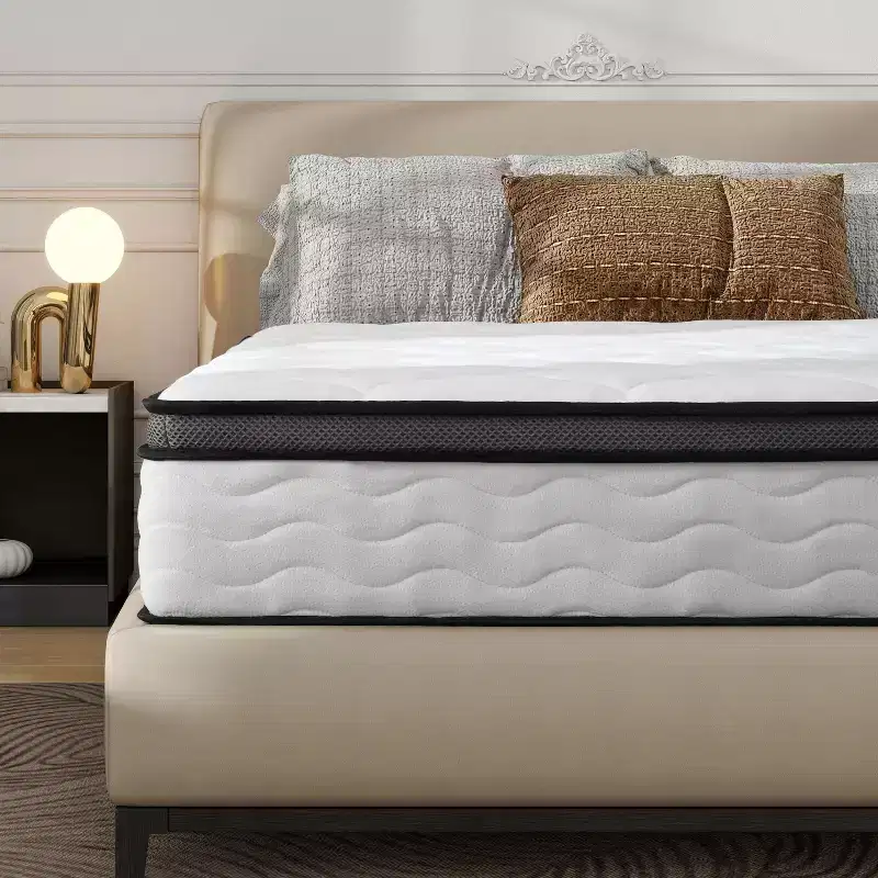 Okak Modern 10/12Inch Innerspring Hybrid Mattress with Pressure Relief for Comfy Sleep,Medium Feel Bed Mattresses in a Box