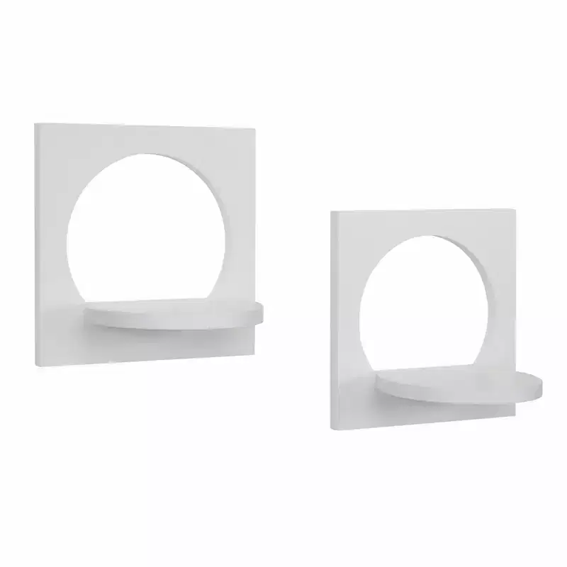 Danya B. 11.6" x 7.7" 2pc Round Silhouette Shelf Set White: Includes Mounting Hardware, MDF Composite Material