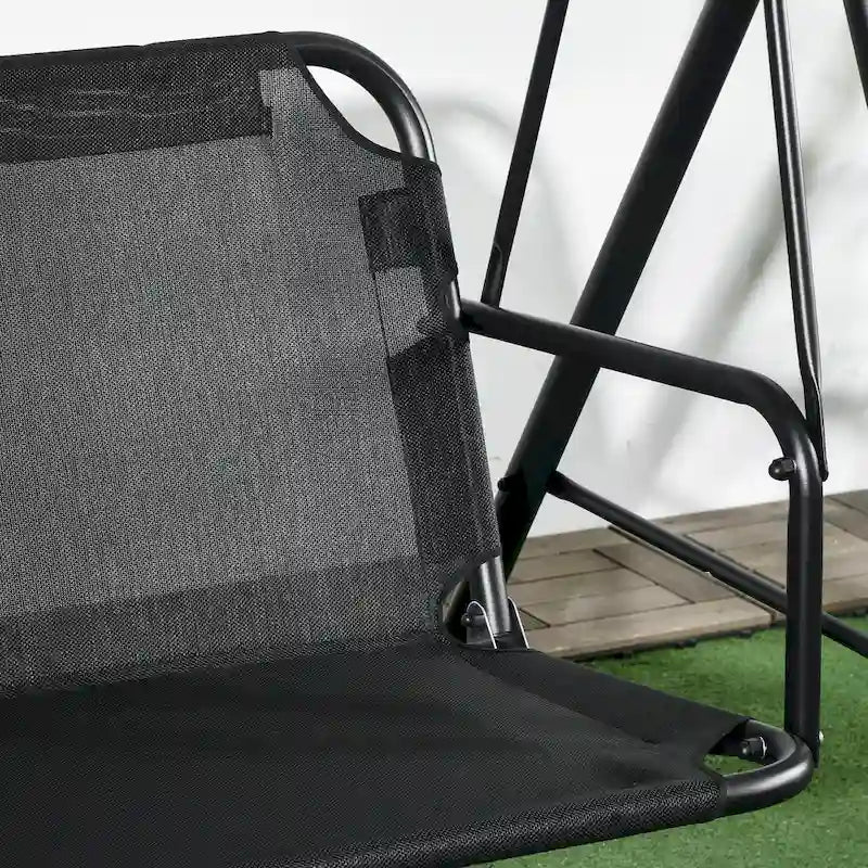 Outsunny 3-Seat Outdoor Patio Swing Chair with Removable Cushion, Steel Frame Stand and Adjustable Tilt Canopy for Garden