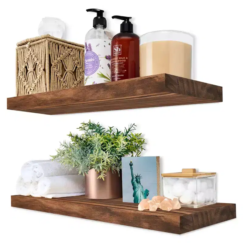 Sorbus 2 Pack 16 Solid Wood Floating Shelves - for Bathroom Decor, Books, Bedroom & Living Room