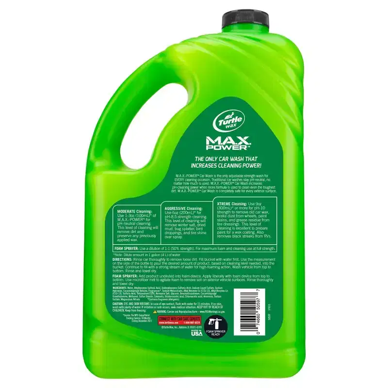 Turtle Wax MAX-Power Car Wash 100 fl oz: Liquid Automotive Cleaner, Removes Grease & Dirt, Scented Car Soap