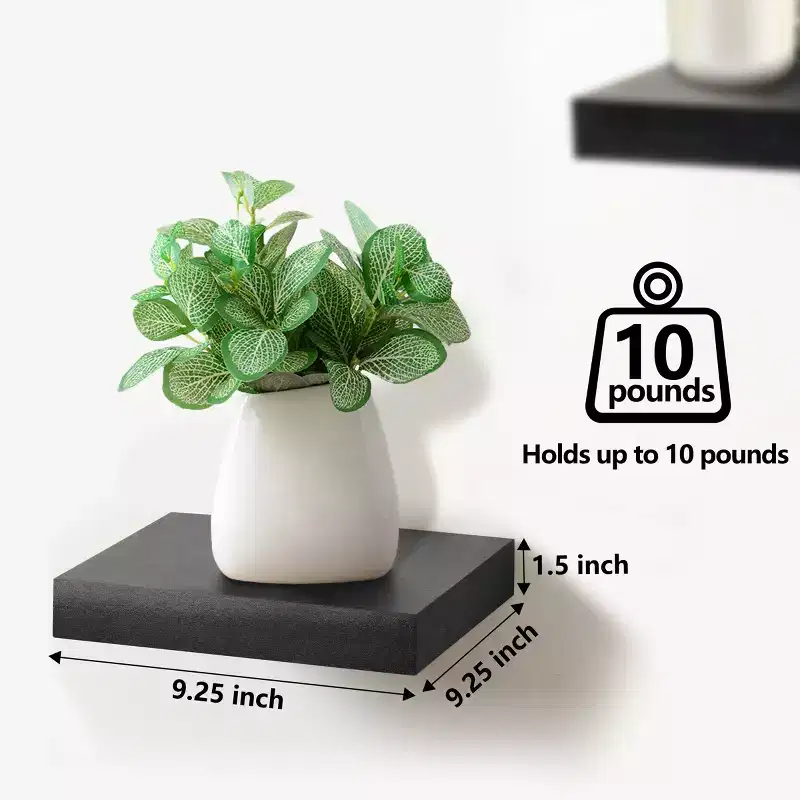 Sorbus 9 Inch 4 Pack Wall Mounted Floating Square Shelves - for Bedroom, Kitchen, Living Room, Bathroom