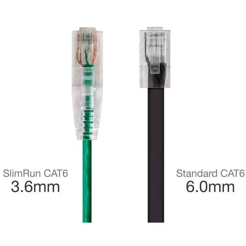 Monoprice Cat6 Ethernet Patch Cable - 14 feet - Green | Snagless RJ45 Stranded 550MHz UTP CMR Riser Rated Pure Bare Copper Wire 28AWG - SlimRun Series
