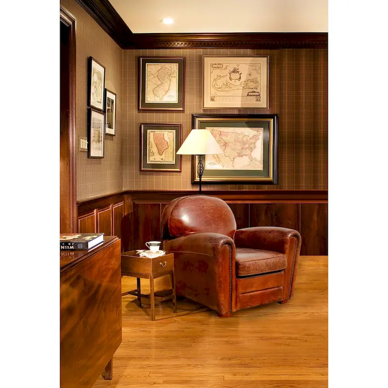 Fauteuil club Paris en cuir véritable marron, Pasargad Home